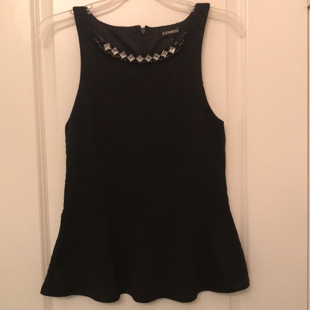 Express jeweled sleeveless top peplum